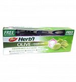 DABUR HERB&#039;L OLIVE/ Паста зубная С ОЛИВОЙ ВОССТАНОВЛЕНИЕ ЭМАЛИ + зубная щётка ср. жесткости 150г.