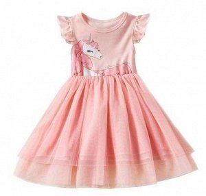 0391 Платье розовое единорог (маломерит)