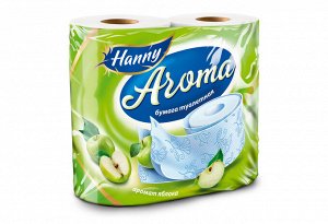 Туалетная бумага HANNY "Aroma Apple", 2 слоя, 4 рулона, 17,5 метра