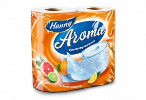 Туалетная бумага HANNY "Aroma Citrus", 2 слоя, 4 рулона, 17,5 метра