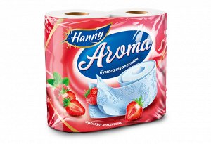 Туалетная бумага HANNY "Aroma Strawberry", 2 слоя, 4 рулона, 17,5 метра