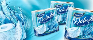 Туалетная бумага HANNY "Deluxe White", 3слоя, 4 рулона, 19,4 метра