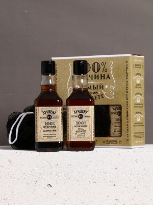 Подарочный набор «Крутой мужик», гель для душа, шампунь для волос и мочалка, 2x250