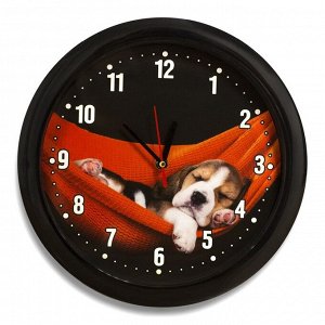 Часы настенные, серия: Животный мир, "Щеночек", плавный ход, d=28 см