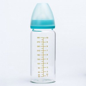 Бутылочка для кормления 300 мл., стекло, широкое горло, цвет МИКС