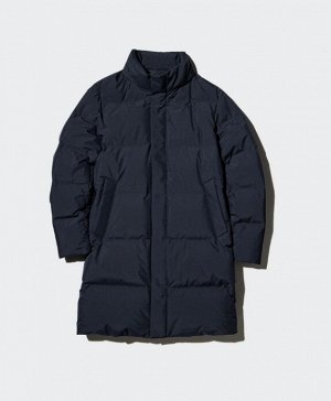 Мужской/унисекс бесшовный пуховик/куртка с капюшоном, средней длины, 478280 темно-синий