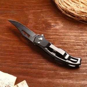 Нож перочинный Мастер К, лезвие со скосом с отверстием 6.5 см, рукоять черная 15.5 см