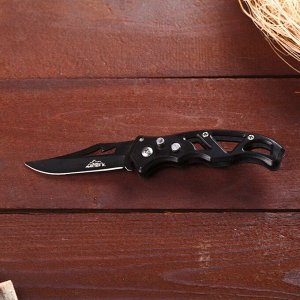 Нож перочинный Мастер К, лезвие со скосом с отверстием 6.5 см, рукоять черная 15.5 см