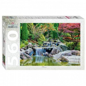 Пазл 560 элементов «Каскадный водопад в японском саду»