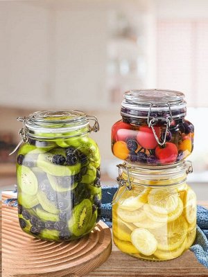 Банка, 750 мл, с крышкой на защелке, стекло