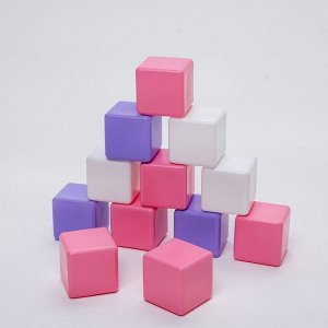Набор цветных кубиков, 12 шт, 6 х 6 см, цвет розовый