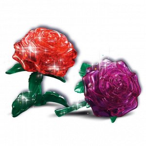 Пазл 3D кристаллический «Роза», 22 детали, световые эффекты, работает от батареек, цвета МИКС