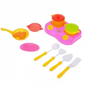 Набор посуды "Малыш-кулинар-2" с плитой, 10 предметов, цвета МИКС