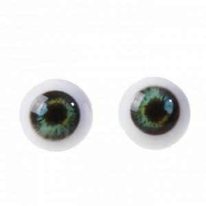 Глаза винтовые с заглушками, набор 8 шт, размер 1 шт: 1,4 см, цвет зелёный