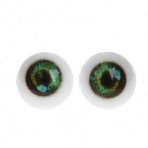 Глаза винтовые с заглушками, набор 8 шт, размер 1 шт: 2 см, цвет зелёный