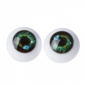 Глаза винтовые с заглушками, набор 6 шт, размер 1 шт: 2,2 см, цвет зелёный