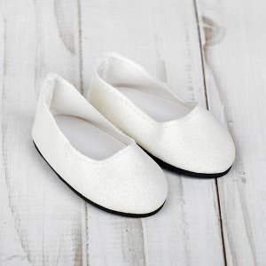 Туфли для куклы «Блёстки», длина стопы: 7 см, цвет белый