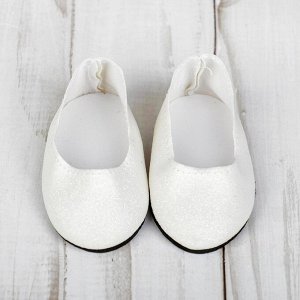 Туфли для куклы «Блёстки», длина стопы: 7 см, цвет белый