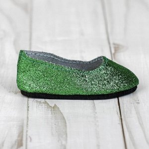 Туфли для куклы «Блёстки», длина стопы: 7 см, цвет зелёный
