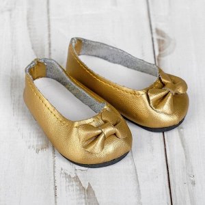 Туфли для куклы «Бантик», длина стопы: 7 см, цвет золото