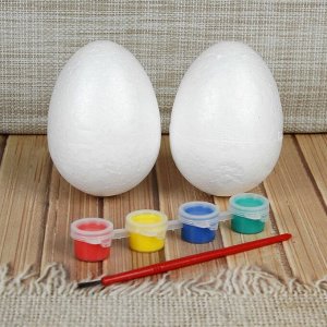 Набор яиц под раскраску 2 шт, размер 1 шт 7*9 см, краски 4 шт по 3 мл, кисть