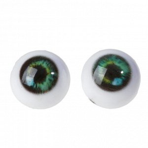Глаза винтовые с заглушками, набор 6 шт, размер 1 шт: 1,8 см, цвет зелёный