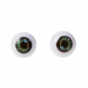 Глаза винтовые с заглушками, набор10 шт, размер 1 шт: 1 см, цвет зелёный