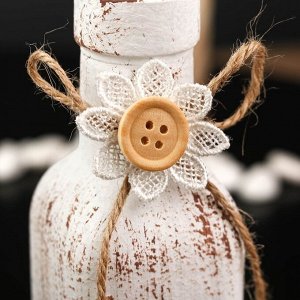 Бутылка для аромамасел/декора стекло "Ромашка и кружево" белый матовый 150 мл 15,8х5х5 см