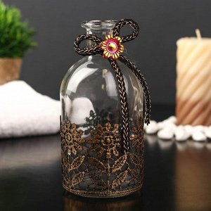 Бутылка для аромамасел/декора стекло "Цветы кружево" прозрачный 200 мл 13,5х6х6 см