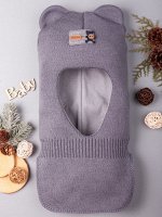 Шапка-шлем вязаная на трикотажной подкладке для мальчика