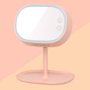 Розовое Зеркало для макияжа с LED подсветкой.