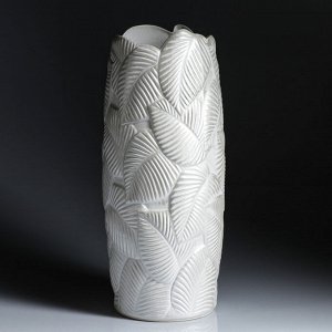Ваза напольная "Лист", белый, 64 см, керамика