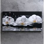 Часы-картина настенные, серия: Цветы, &quot;Белые орхидеи&quot;, 40 х 76 см