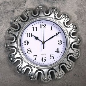 Часы настенные, серия: Интерьер, "Футуристика", серебряные, d=30 см