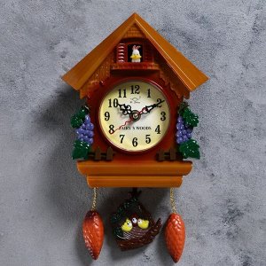 Часы настенные, серия: Маятник, с зайчиком "Виноградная лоза", 28 х 19 см,в ассортименте