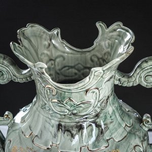Ваза напольная "Астория" под малахит, зеленый, 51 см, керамика