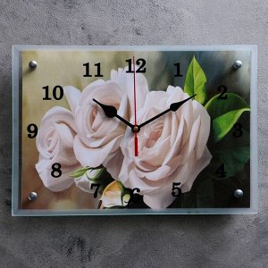 Часы настенные, серия: Цветы, "Белые розы" 25х35см