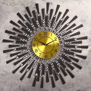 Часы настенные, серия: Ажур, "Чёрные лучики", 68 х 68 см