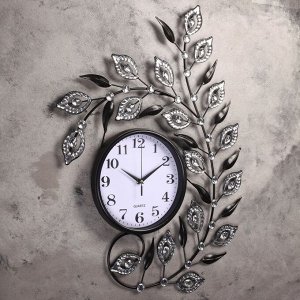 Часы настенные, серия: Ажур, "Веточка с лепестками", плавный ход, 70 х 50 см