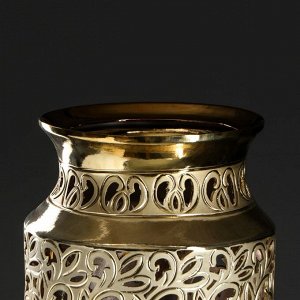 Ваза керамическая "Вентария", напольная, сквозная резка, золотистая, 105 см