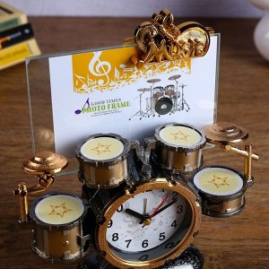 Часы будильник "Барабаны" с фоторамкой 20х6х21 см