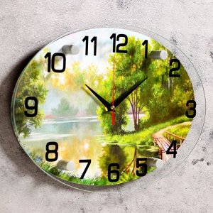 Часы настенные, серия: Природа, &quot;Река в лесу&quot;, в ассортименте 24х34 см