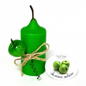 Свеча цилиндр ароматическая «АРОМА» с декором, зелёное яблоко, 8.5 х 4 см