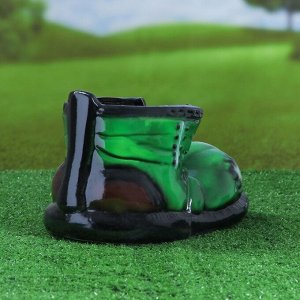 Фигурное кашпо "Ботинок", глянец, зелёный , 3 л