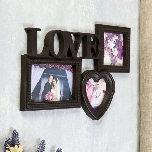Фоторамка-Коллаж "Любовь" на 3 фото, венге (пластиковый экран)
