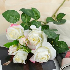 Цветы искусственные "Розочки кустовые" 8*65 см, белый