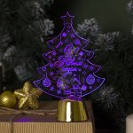 Подставка световая &quot;Елочка с подарками&quot;, 14х9.5 см, (батарейки в компл.), 1 LED, RGB