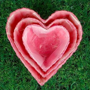 Набор кашпо «Сердце», 3 шт: 25-25-10 см, 20-20-9 см, 15-15-8 см, розовый, сизаль