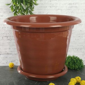 Горшок для цветов с поддоном «Виола», 16 л, цвет коричневый