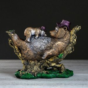 Сувенир "Медведь с медвежонком", бронзовый цвет, 24 см